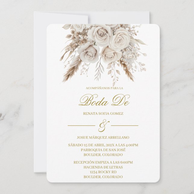 Invitation Invitación Boho blanco para boda  (Devant)