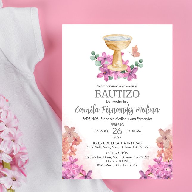 Invitation Invitacion Catholique Bautizo mignon Papillon Bapt (Créateur téléchargé)