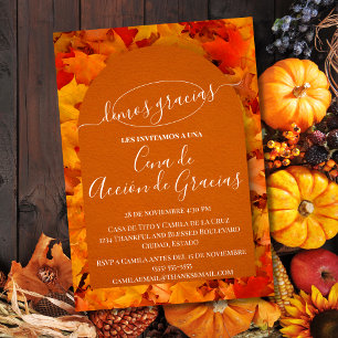 Invitation Invitación Cena de Acción de Gracias Hojas Otoño