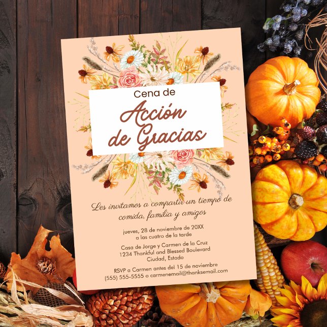 Invitation Invitación Cena de Acción de Gracias Rústica (Créateur téléchargé)