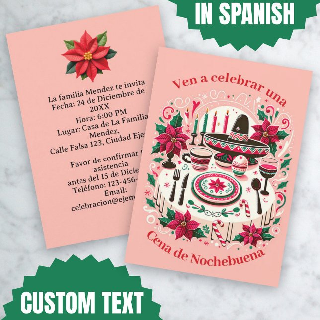 Invitation Invitación Cena de Nochebuena espagnol (Invitación Cena de Nochebuena Spanish Invitation)
