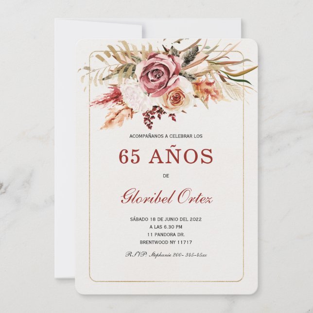 Invitation Invitación de 65 Años Mujer (Devant)