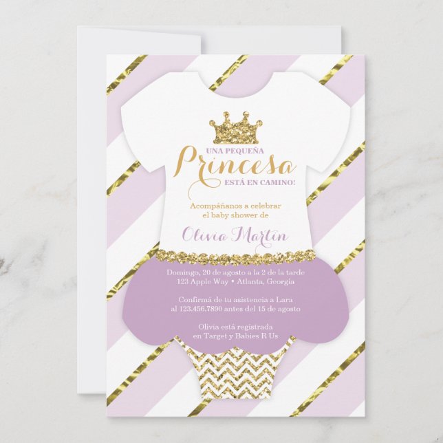 Invitation Invitación de Baby shower para una Princes (Devant)
