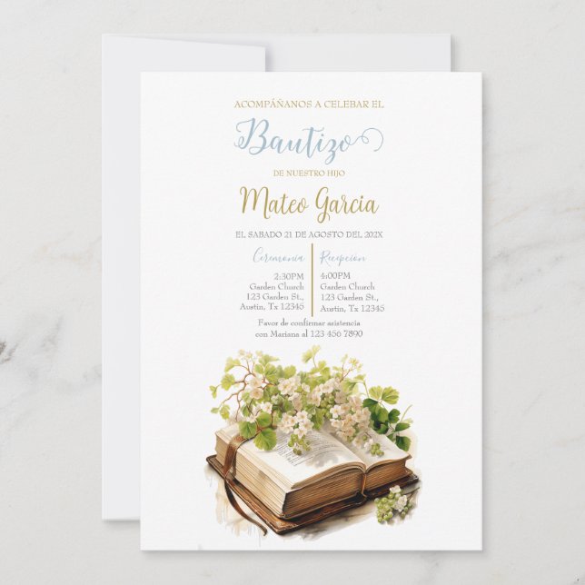 Invitation Invitación de bautismo con biblia (Devant)