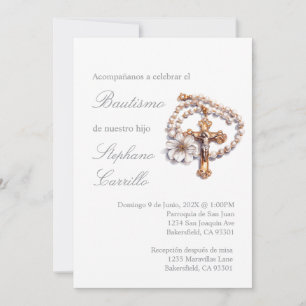 Invitation Invitación de bautismo con crucifijo