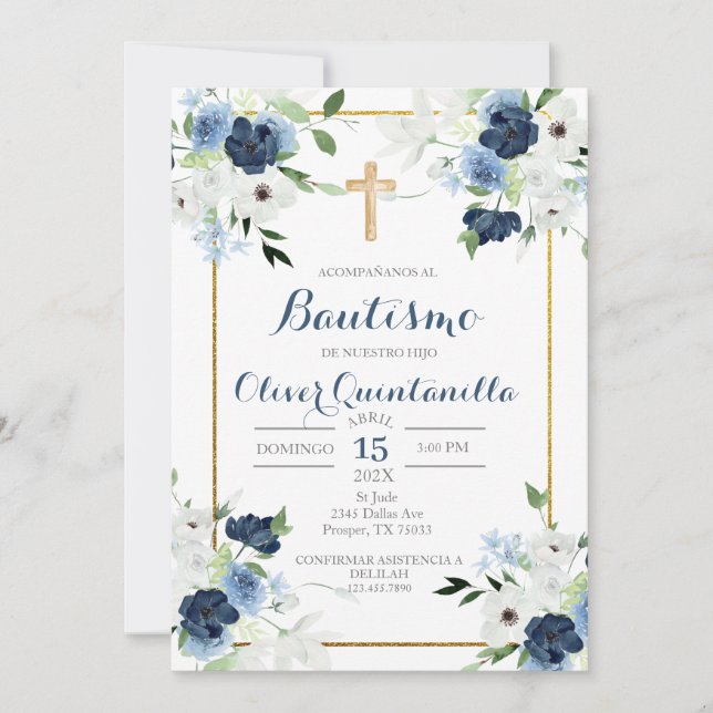 Invitation Invitación de bautismo para niño (Devant)