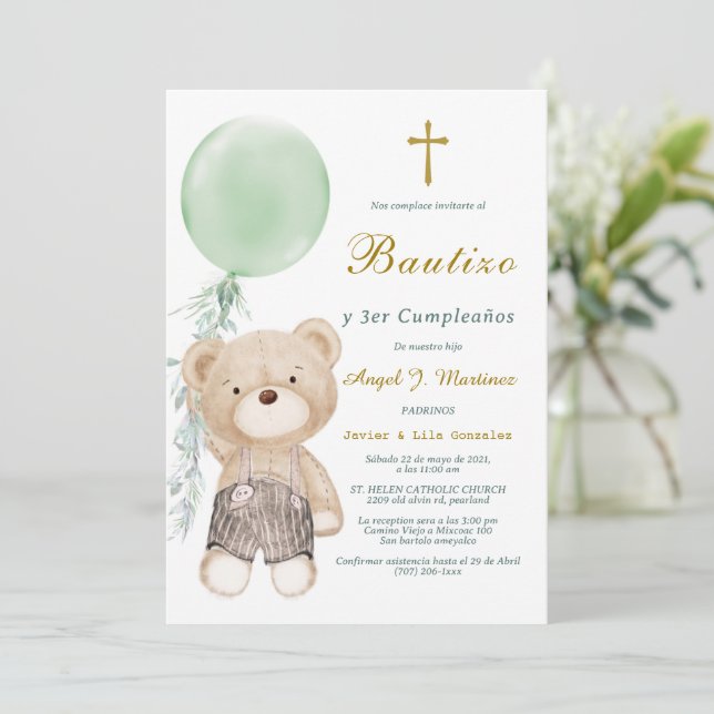 Invitation Invitación de Bautizo Y Cumpleaños (Debout devant)