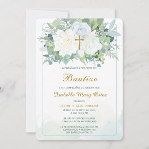 Invitation Invitación de Bautizo Y Primer Añito