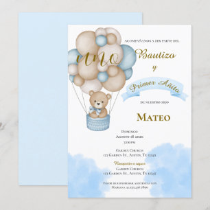 Invitation Invitación de Bautizo y primer año en español