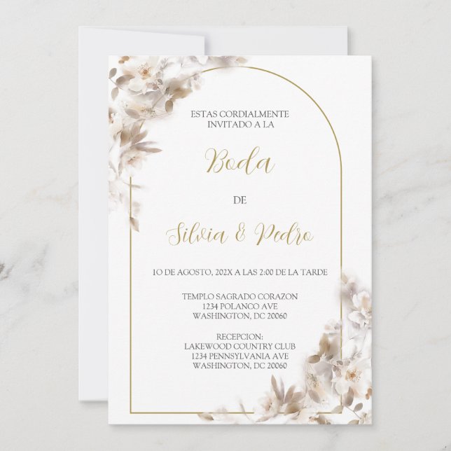 Invitation Invitacion de boda con ramo blanco (Devant)