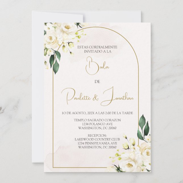 Invitation Invitacion de boda con ramo blanco (Devant)