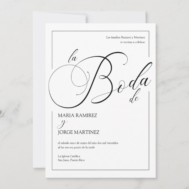 Invitation Invitacion de Boda_Elegant Mariage espagnol (Devant)