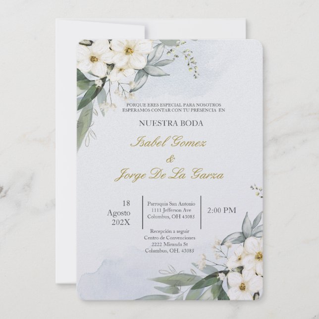 Invitation Invitacion de boda en espanol con flanca (Devant)
