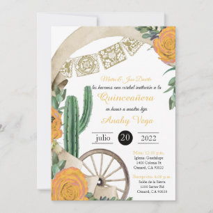 Invitation Invitación de Charro Huapango Quinceanera, jaune