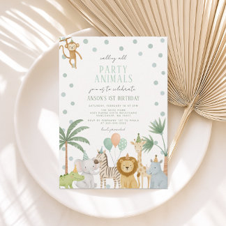 Invitation Invitación de cumpleaños de Safari Fiesta Animales