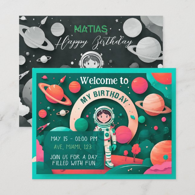 Invitation Invitación de cumpleaños personalizada (Devant / Derrière)