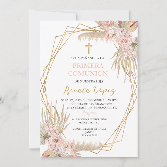 Invitation Invitacion de primera comunión. (Devant)