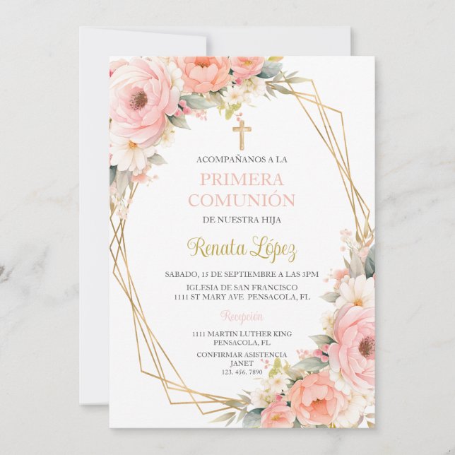 Invitation Invitacion de primera comunión. (Devant)