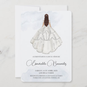 Invitation Invitación de quinceañera con vestido blanco