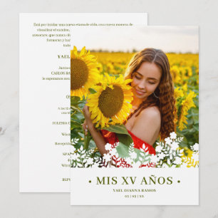 Invitation Invitación Elegant Chic Floral Frame Espagnol Phot