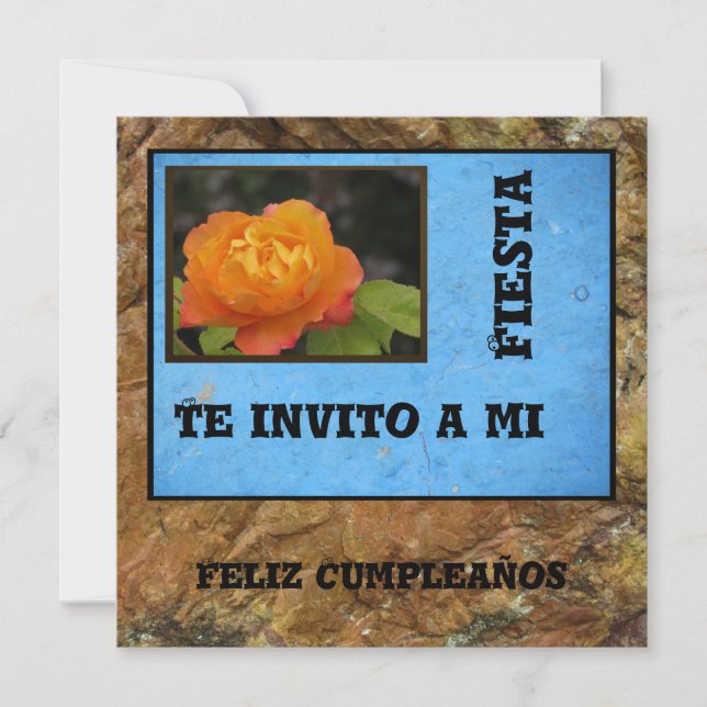 Invitation Invitación - Feliz Cumpleaños - Orange Rose (Devant)