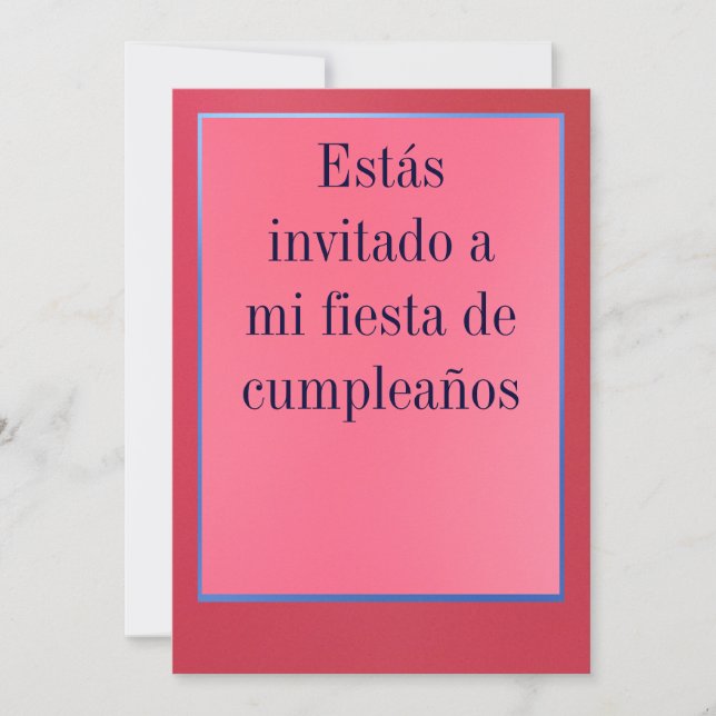 Invitation Invitación - Fiesta de Cumpleaños - Rosada y Roja (Devant)