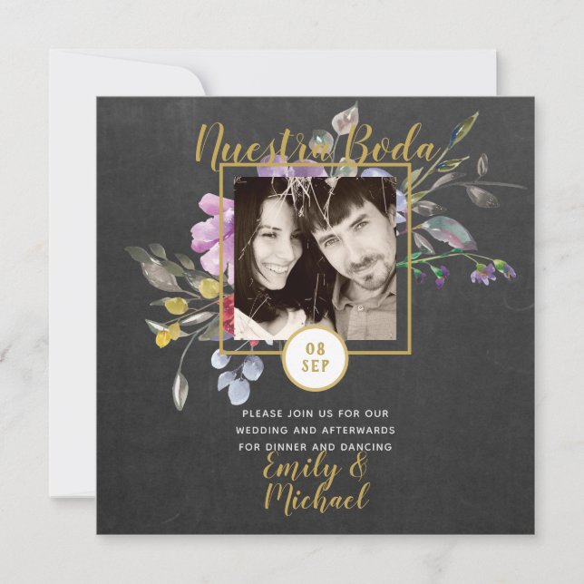 Invitation Invitacion Nuestra Boda - PHOTO Mariage Purple 2 (Devant)