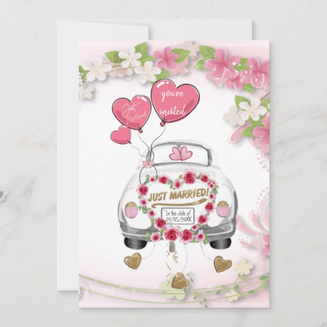 Invitation Invitación para boda con coche de novios (Devant)