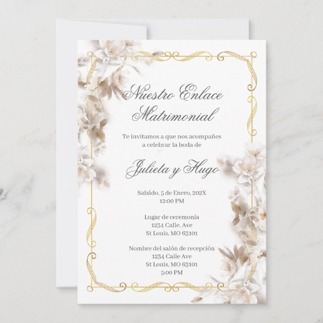 Invitation Invitación para boda ramo de flores (Devant)