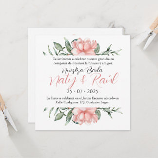 Invitation Invitación para Bodas Rosa Pastel