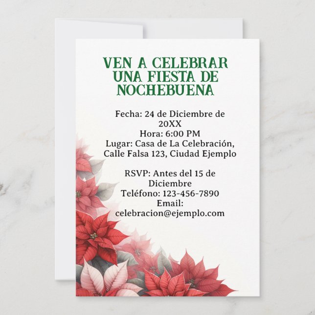 Invitation Invitación para Fiesta de Nochebuena espagnol (Devant)