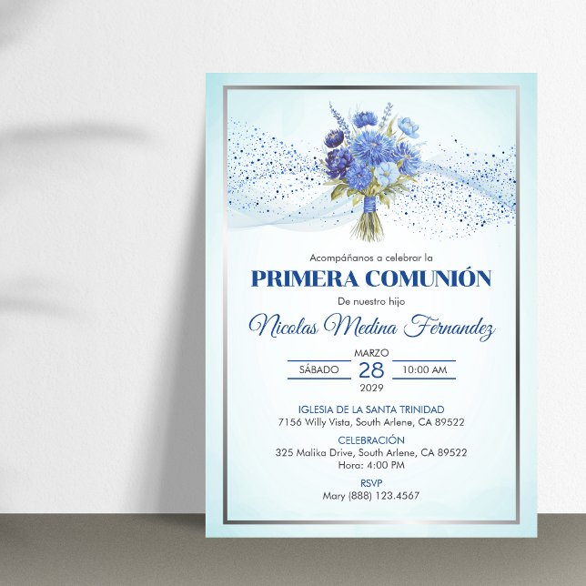 Invitation Invitacion Primera Comunion mignonne Première comm (Créateur téléchargé)