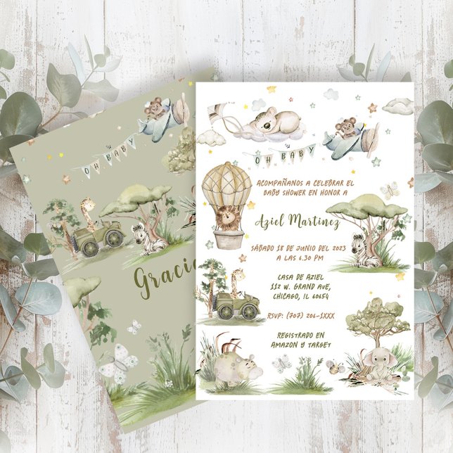 Invitation Invitación Safari Animal Boho Baby shower (Créateur téléchargé)