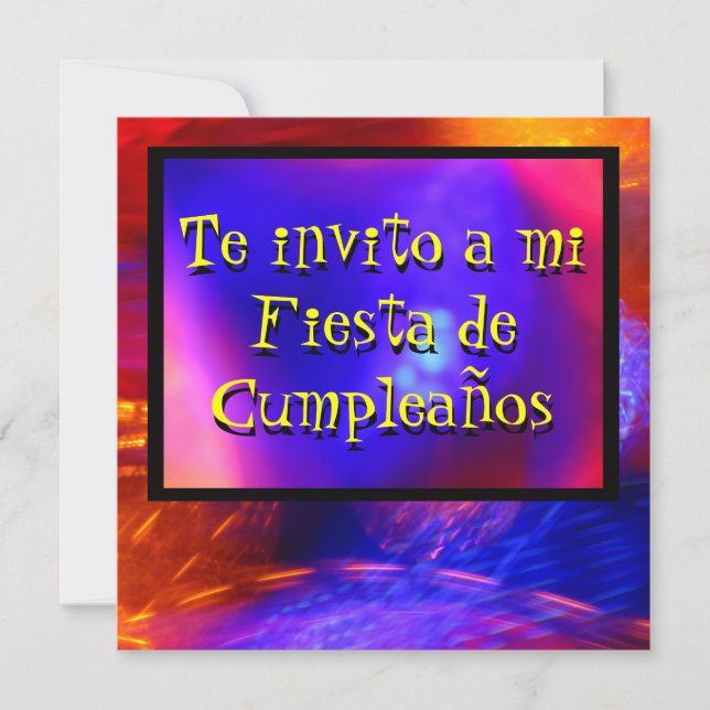 Invitation Invitación - Te invito a mi Fiesta - Azul y Naranj (Devant)