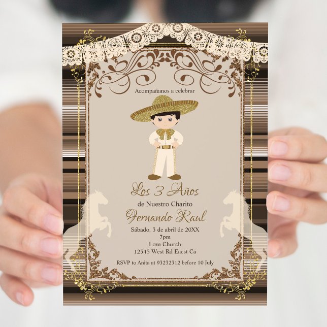Invitation Invitaciones Tres Anos, Charro Tres Anos Invitatio (Créateur téléchargé)