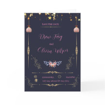 Invitat élégant Mariage floral noir et géométrique