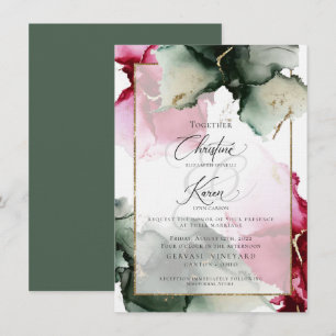 Invitation Invitat personnalisé de couleur verte de Crimson e