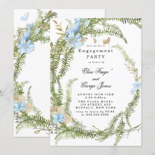 Invitation Invitat Rustic Summer Fern Wreath Engagement Party