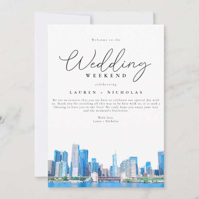Invitation Invitati d'accueil du week-end Mariage de Chicago (Devant)