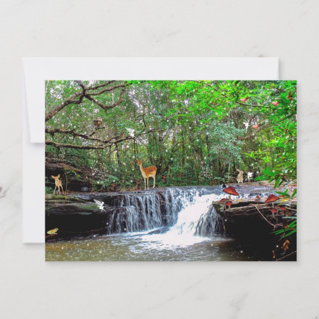 Invitation Invitatiation Enchanted Forest Deer Frog Owl Fairi (Devant)