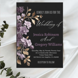 Invitation "invitation au désherbage de fleurs violettes et d