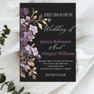 Invitation "invitation au désherbage de fleurs violettes et d