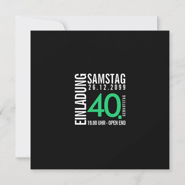 Invitation/Invitation Card 40th Birthday (Front)