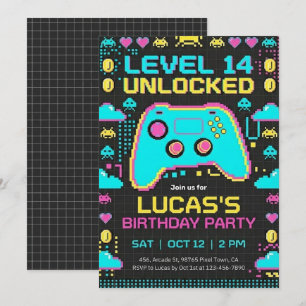 Invitation =Invitation d'anniversaire de jeu vidéo Fête de jo