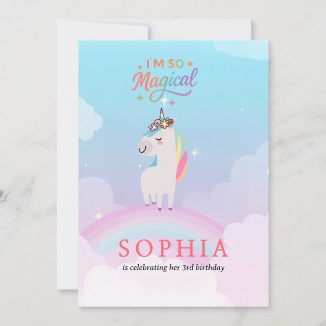 Invitation "Invitation d'anniversaire de la licorne magique a (Devant)