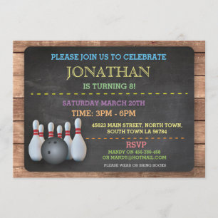 Invitation Invitation de Bowling Let's Bowl Chalkb