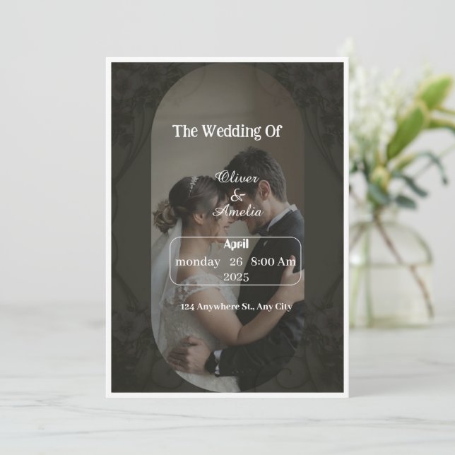 Invitation "Invitation de mariage élégante noire et marron pe (Debout devant)