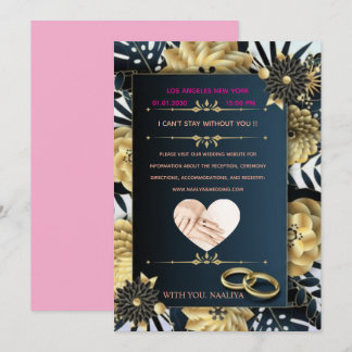 Invitation Invitation-de-mariage-fleurie-noire-or-Luxe