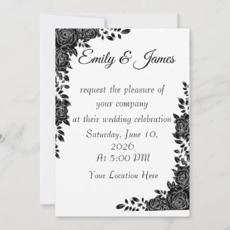 Invitation “Invitation de mariage florale noir et blanc
