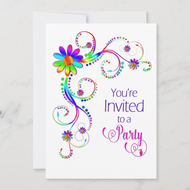 Invitation Invitation, Fun Floral, Colorful (Devant)